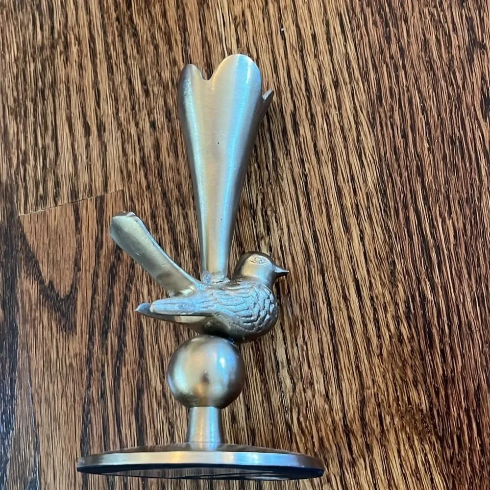 Anthropologie Marizia Sparrow Metal Taper Candle Holder Gold Birds Nature